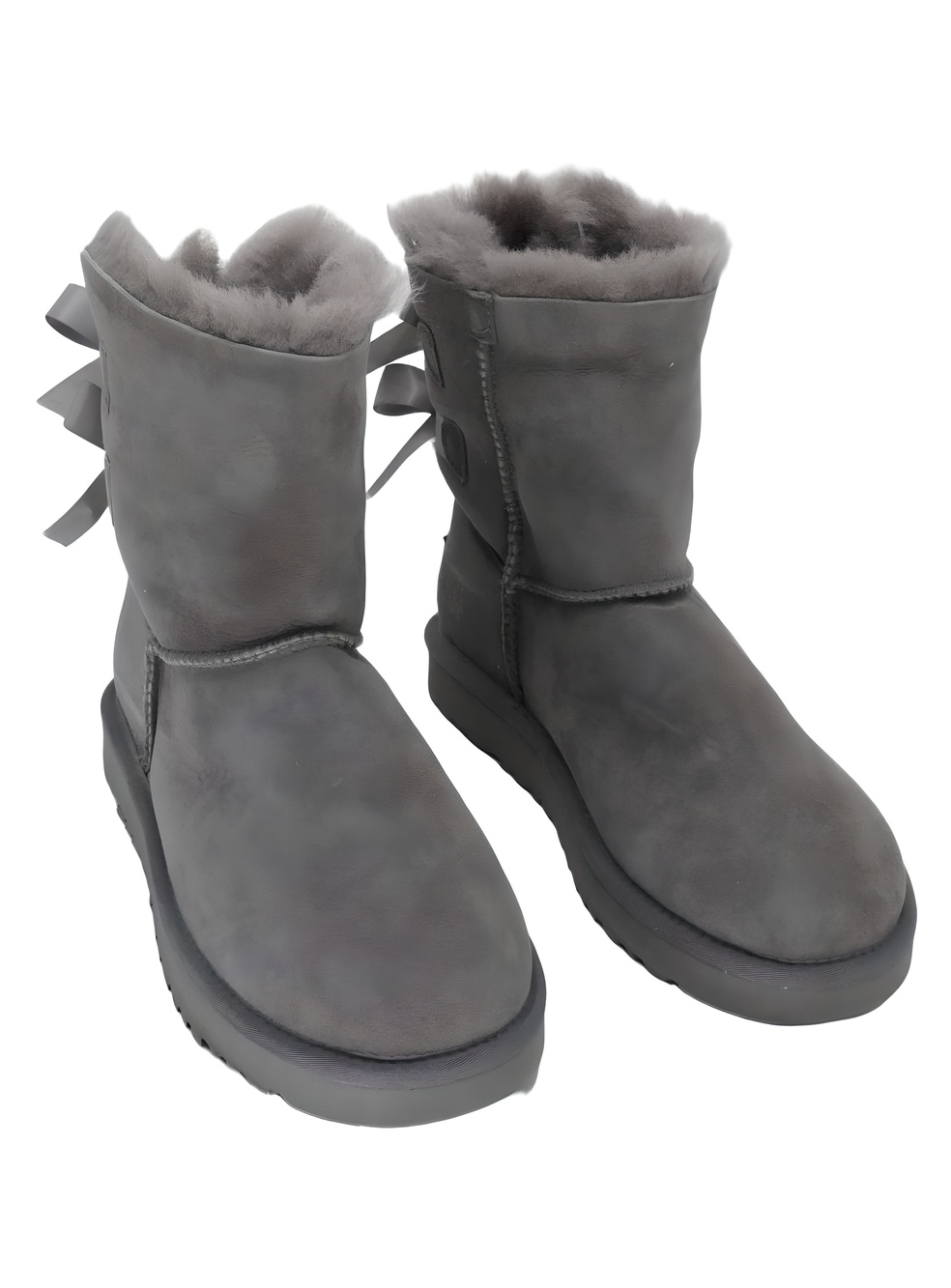 UGG Bailey Bow II Womens Grey Suede Sheepskin Winter Boots Size 9M